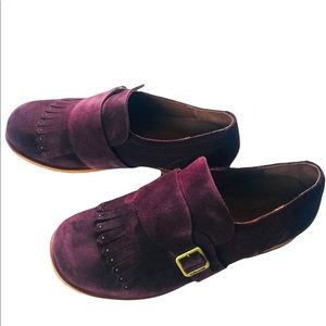 Kork-Ease Bailee Kiltie Monk Strap Suede Oxfords-burgundy